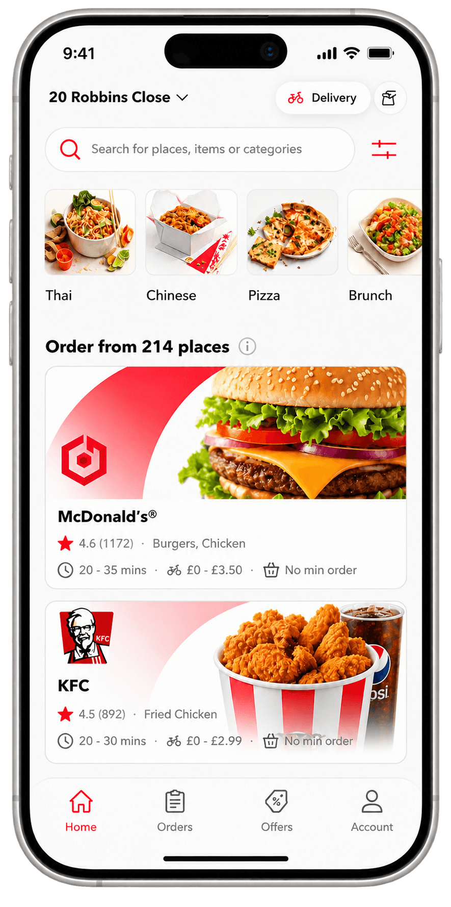 Idowaz Food app showing nearby restaurants and delivery options