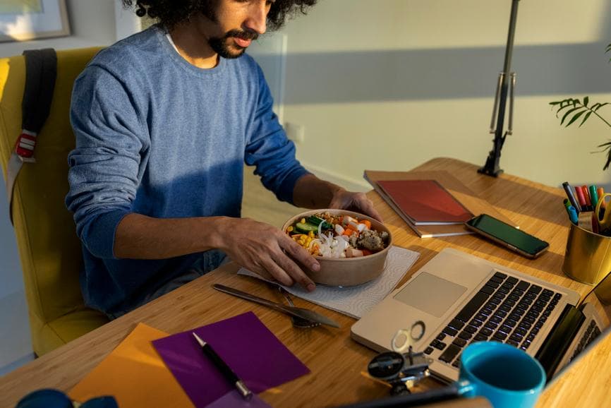 Person ordering food for the office on a laptop