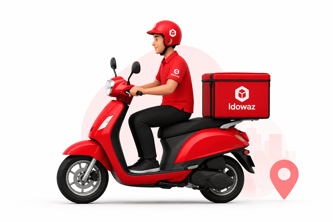 Idowaz delivery rider on a scooter