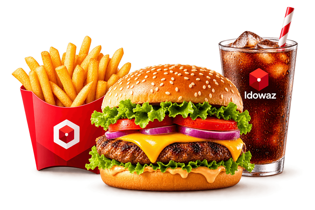 Burger, fries and a drink from Idowaz